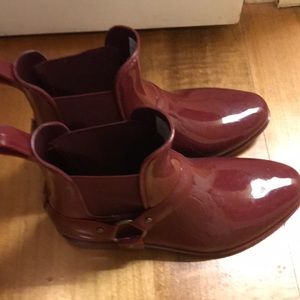 Burgundy rain boots